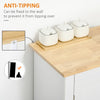 Modern Floor Cabinet, Storage Sideboard, Kitchen Buffet Table with Rubberwood Top, 3 Drawers and Cabinet with Adjustable Shelf, White