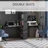 Bookshelf Desk 88" Extra Long 2-Person Computer Desk W/ Bookshelf Combo Double Workstation Storage Unit Home Office Black