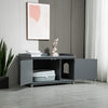 Cat Litter Box Furniture Hidden Litter Box Enclosure Cabinet Indoor Cat Washroom Double-door Nightstand End Table with Cat Hole Grey