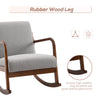 Upholstered Rocking Armchair with Wood Base and Linen Fabric Padded Seat for Living Room, Grey