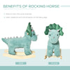 Kid Plush Ride-On Rocking Horse Triceratops-shaped Toy Rocker w/ Realistic Sounds