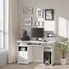 Multi-Function Computer Desk Home Office Desk with Keyboard Tray, Elevated Shelf, Sliding Scanner Shelf and CPU Stand, White