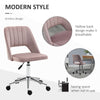 Mid Back Office Chair Velvet Fabric Swivel Scallop Shape Computer Desk Chair for Home Study Bedroom, Pink