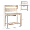 39'' Wooden Garden Potting Bench Work Table with Hidden Storage, Sliding Tabletop, Below Clapboard, Upper Shelf, Natural