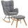 Glider Rocker with Ottoman Set, Houndstooth Nursery Rocking Chair, Upholstered Wingback Armchair for Living Room and Bedroom