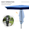 6.6 X 10 ft Rectangular Market Umbrella Patio Outdoor Table Umbrellas with Crank & Push Button Tilt, Blue