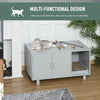 Wooden Cat Litter Box Enclosure & House with Nightstand/End Table Design  Scratcher & Magnetic Doors  Grey