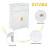 Bathroom Storage Cabinet with Double Shutter Door and Drawer, Toilet Vanity Cabinet, Narrow Organizer, White