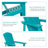 Outdoor HDPE Adirondack Deck Chair,Plastic Lounger with High Back and Wide Seat, Turquoise