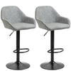 Adjustable Bar Stools Set of 2, Swivel Barstools with Footrest and Back, PU Leather, for Kitchen Counter and Dining Room, Grey