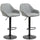 Adjustable Bar Stools Set of 2, Swivel Barstools with Footrest and Back, PU Leather, for Kitchen Counter and Dining Room, Grey
