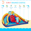 5-in-1 Inflatable Water Slide, Kids Castle Bounce House with Slide, Pool, Water Gun, Basket, Climbing Wall Includes Carry Bag, Repair Patches, 750W Air Blower