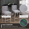 Bar Stools, Bar Stools with Backs, Linen-Touch Polyester Fabric, Tufted Stitching for Kitchen, Bar, Bar Height Bar Stools, Grey