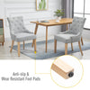 2 Piece Fabric Dining Chairs Set of 2, Leisure Padded Accent Chair with Armrest, Solid Wooden Legs, Light Grey
