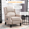 Wingback Heated Vibrating Accent Sofa Vintage Upholstered Massage Recliner Chair Push-back with Remote Controller, Beige