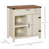 Barn Door Storage Cabinet Kitchen Sideboard Buffet Cabinet Modern Buffet Sideboard with Adjustable Shelves for Dining Room - Distressed White