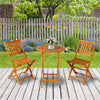 3-Pieces Folding Acacia Wood Patio Bistro Set Outdoor Square Table Two Chair