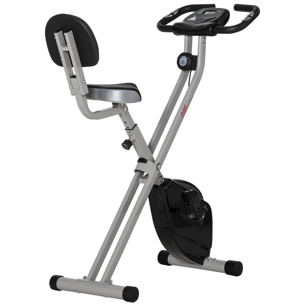 Grey  Foldable Upright Training Exercise Bike Indoor Stationary X Bike,  Magnetic Resistance for Aerobic Exercise