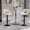 Modern Bar Stools Set of 2 Swivel Bar Height Barstools Chairs with Adjustable Height, Round Heavy Metal Base, and Footrest, Cream White