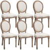 Vintage Armless Dining Chairs Set of 6, French Chic Side Chairs with Curved Backrest and Linen Upholstery for Kitchen, Living Room, Cream White