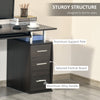 47" Computer Desk with Keyboard Tray and Storage Drawers, Home Office Workstation Table with Storage Shelves, Black