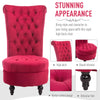 High Back Accent Chair, Upholstered Armless Chair, Retro Button-Tufted Royal Design w/ Padding and Rubberwood Leg for Living Room, Crimson Red