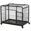 Folding Design Heavy Duty Metal Dog Cage Crate & Kennel with Removable Tray and Cover, & 4 Locking Wheels, Indoor/Outdoor 49"