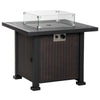 34" Propane Gas Fire Pit Table, 50,000BTU Wicker Gas Firepit with Glass Wind Guard, Lava Rocks and Lid, CSA Certification for Outdoor