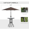 4 Piece Patio Bar Set for 2 with 6' Adjustable Tilt Umbrella, Outdoor Bistro Set with Folding Chairs & Glass Round Dining Table, Black