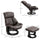 Recliner with Ottoman Footrest, Recliner Chair with Vibration Massage, Faux Leather and Swivel Wood Base for Living Room and Bedroom, Brown