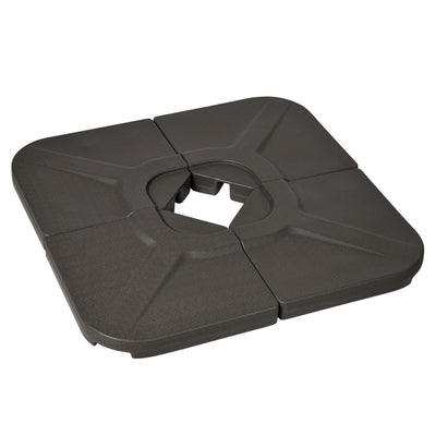 4-Piece 175lb Cantilever Patio Umbrella Base Weights for Offset Hanging Umbrella, HDPE Water or Sand Filled Umbrella Weights for Cross Base Stand, Brown