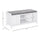 Entryway Shoe Storage Bench Ottoman Entryway Rack Storage Organizer w/ Adjustable Shelf Padded Cushion Sliding Barn Door for Hallway - White