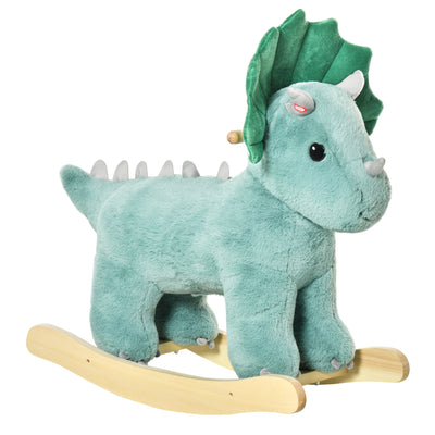 Kid Plush Ride-On Rocking Horse Triceratops-shaped Toy Rocker w/ Realistic Sounds