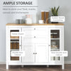 Modern Buffet Cabinet, Storage Sideboard Buffet with Glass Double-Door Cabinet, Drawers for Kitchen, Dining Room, Coffee Bar, Oak/White
