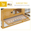 2 Levels Wooden Rabbit Hutch Bunny Hutch House Guinea Pig Cage with Run Space, Removable Tray, Ramp and Waterproof Roof for Outdoor, Yellow