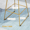 Bar Stools, Metal Bar Stools with Backs, Curved Slatted Backrest, Steel Frame for Kitchen, Bar, Bar Height Bar Stools, Gold
