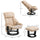 Recliner with Ottoman Footrest, Recliner Chair with Vibration Massage, Faux Leather and Swivel Wood Base for Living Room and Bedroom, Beige