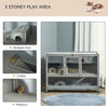 Large Wooden Hamster Cage with Seesaw, Small Animal Hutch and Habitat with Wheels, 3-Tier Activity Center with Ladder, Dark Grey