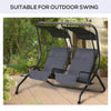 Porch Swing Cushions with Backrest and Ties, 48.75" x 21.75" Outdoor Swing Replacement Cushions for Patio Furniture, Set of 2, Dark Gray