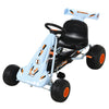 Pedal Go Kart Children Ride on Car with Adjustable Seat, Plastic Wheels, Handbrake and Shift Lever - White