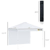 10' Pop Up Canopy Party Tent with 1 Sidewall, Rolling Carry Bag on Wheels, Adjustable Height, Folding Outdoor Shelter, White