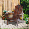 Oversized Adirondack Chair, Outdoor Fire Pit and Porch Seating, Classic Log Lounge w/ Built-in Cupholder for Patio, Lawn, Deck, Brown