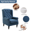 Tufted Armchair Fabric Tufted Accent Chair Living Arm Chair with Thick Padded Over-Sized Sponge Seat and Painted Finished Wooden Legs - Blue