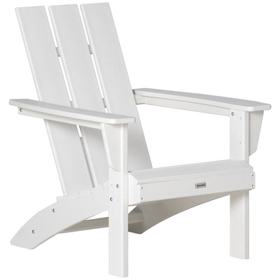 Outdoor HDPE Adirondack Chair, Plastic Deck Lounger with High Back and Wide Seat, White