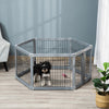24.5" Heavy Duty Pet Playpen, 6 Panels Dog Exercise Pen, with Door, Double Locking Latches, for Indoor Outdoor Use Gray