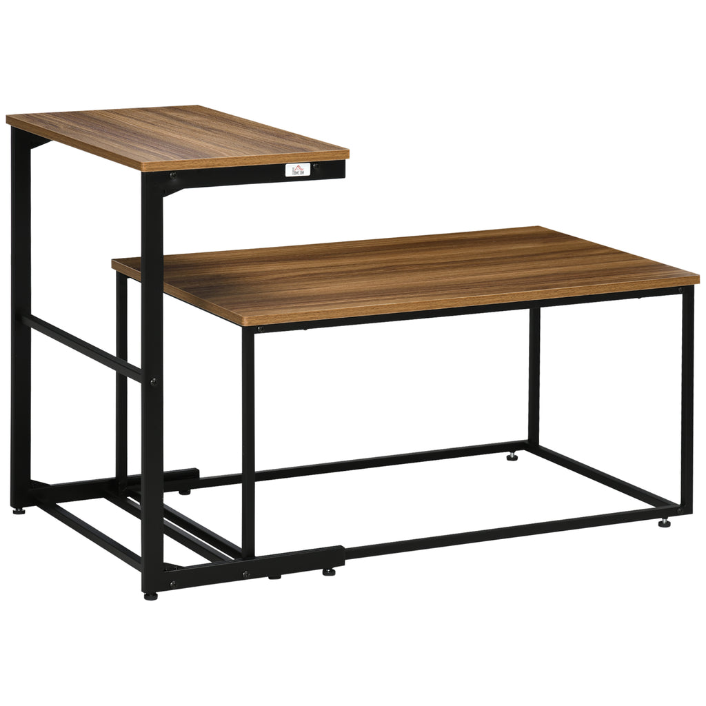 Industrial Style Nesting Tables Set of 2 w/ Metal Frame for Living Room