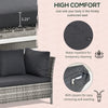 4 Piece Modern Outdoor Rattan Wicker Furniture Set with Dining Table Bench & Sofa for Patio & Backyard Charcoal Grey
