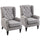 Button-Tufted Accent Chair with High Wingback, Rounded Cushioned Armrests and Thick Padded Seat, Set of 2, Gray