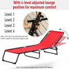 Outdoor Folding Chaise Lounge Chair Lightweight Garden Sun Lounger with 4-Position Adjustable Backrest for Patio, Poolside, Wine Red