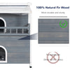 2-Story Weatherproof Wood Cat House with Balcony Cat Shelter Condo Enclosure for Indoor & Outdoor Use Kitty House with Escape Door, Grey